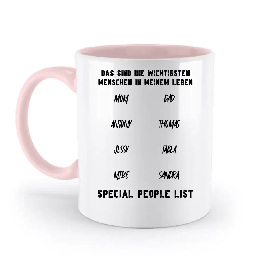 Gestalte den Text - zweifarbige Tasse