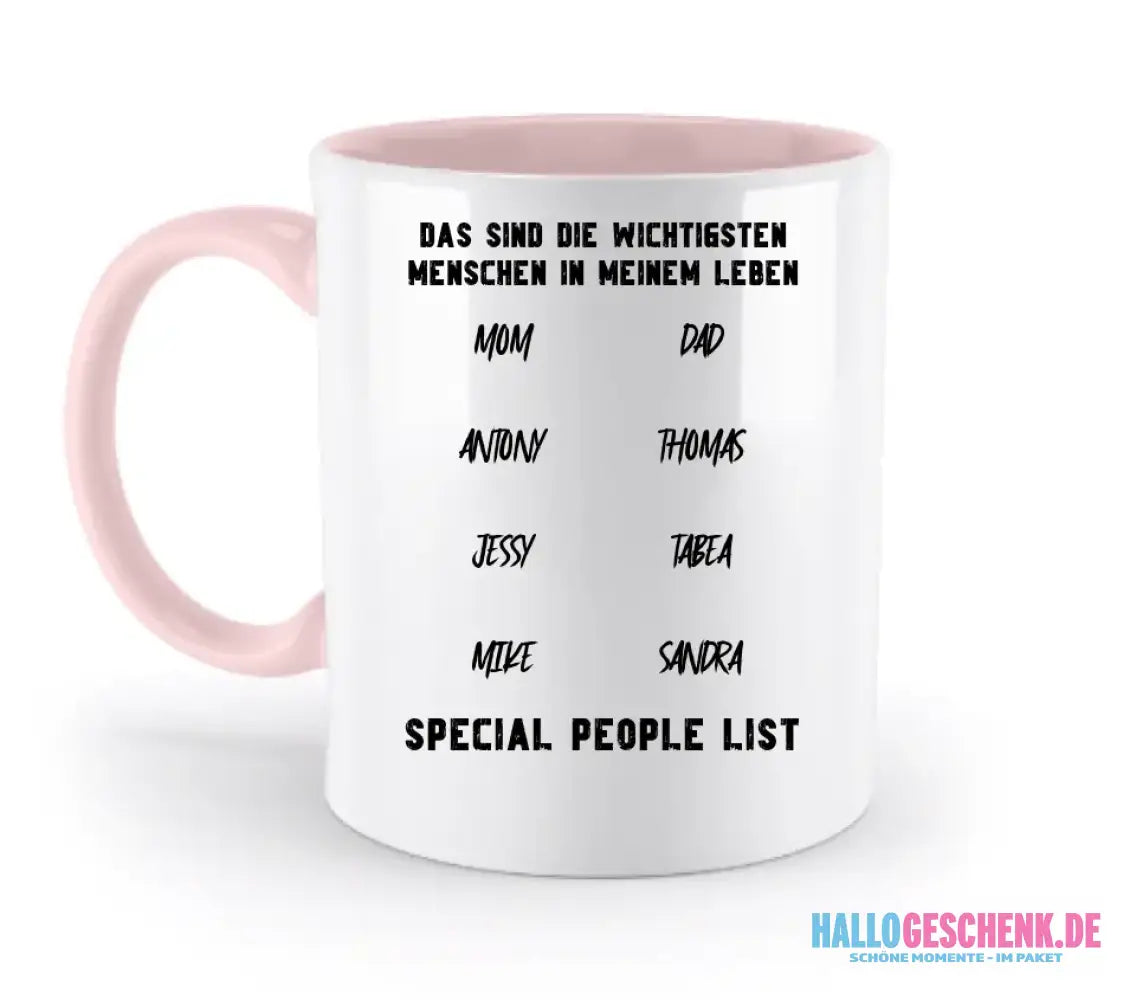 Gestalte den Text - zweifarbige Tasse