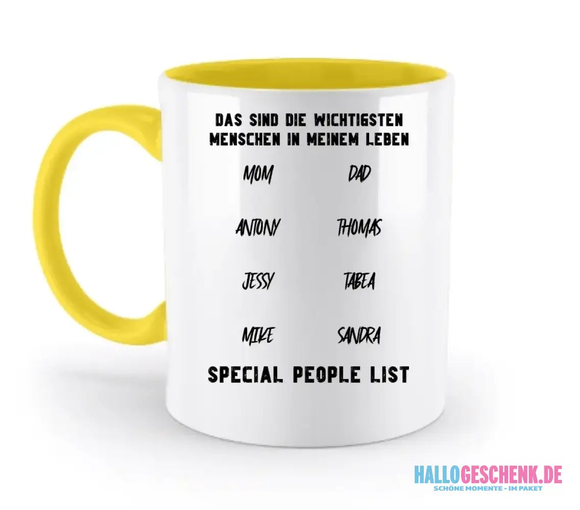 Gestalte den Text - zweifarbige Tasse