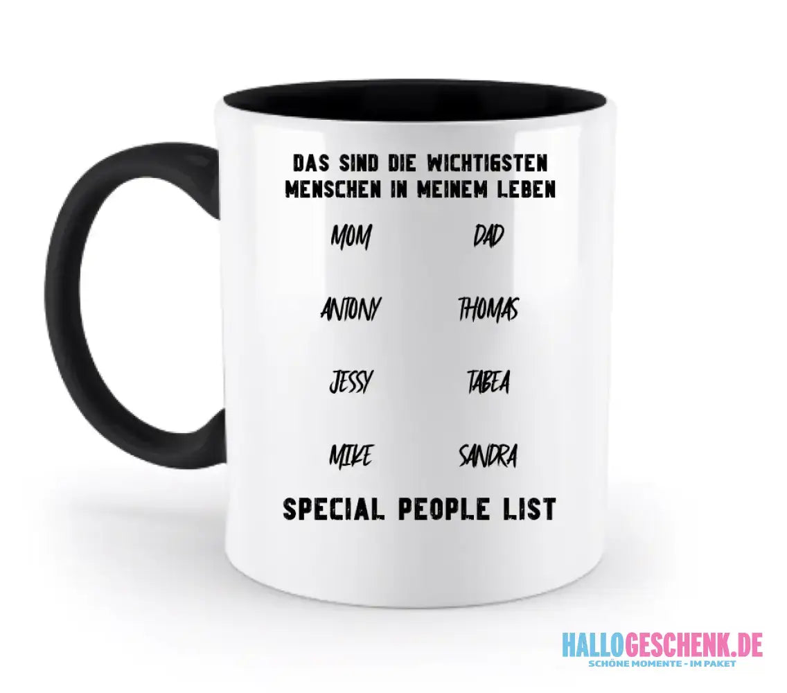Gestalte den Text - zweifarbige Tasse