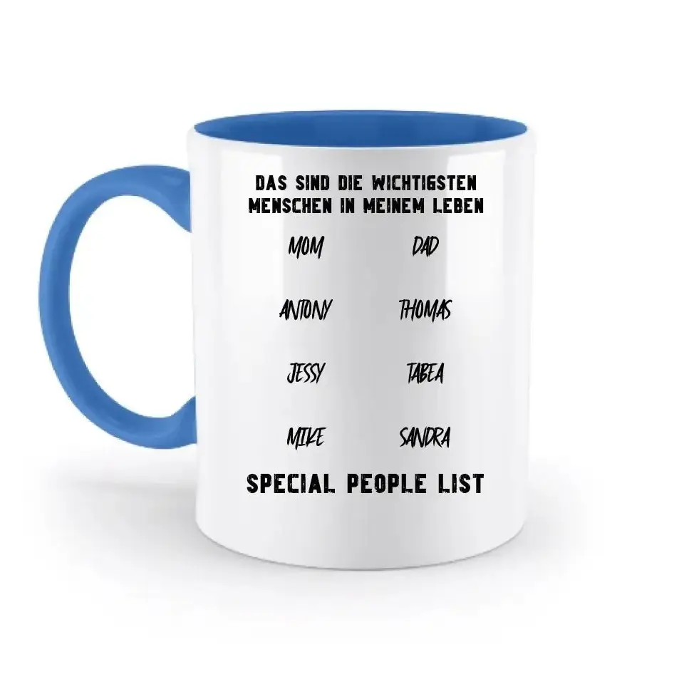Gestalte den Text - zweifarbige Tasse