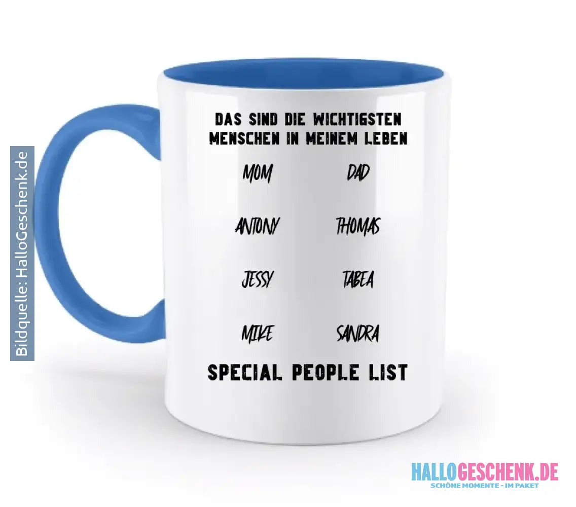 Gestalte den Text - zweifarbige Tasse