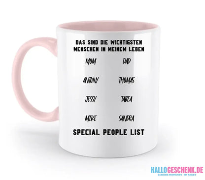 Gestalte den Text - zweifarbige Tasse