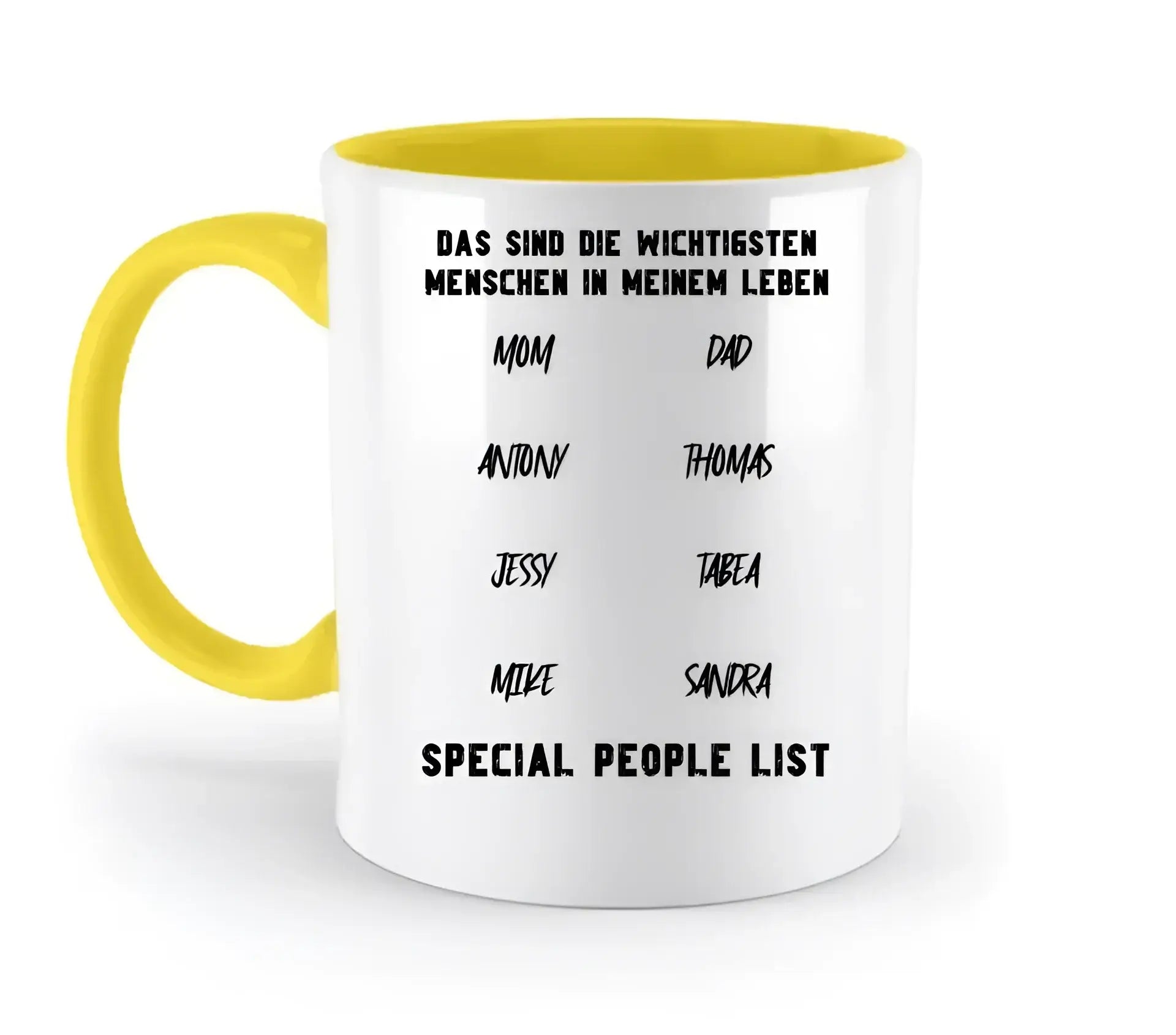 Gestalte den Text - zweifarbige Tasse