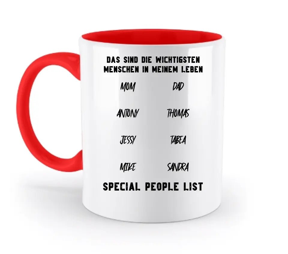 Gestalte den Text - zweifarbige Tasse von HalloGeschenk.de