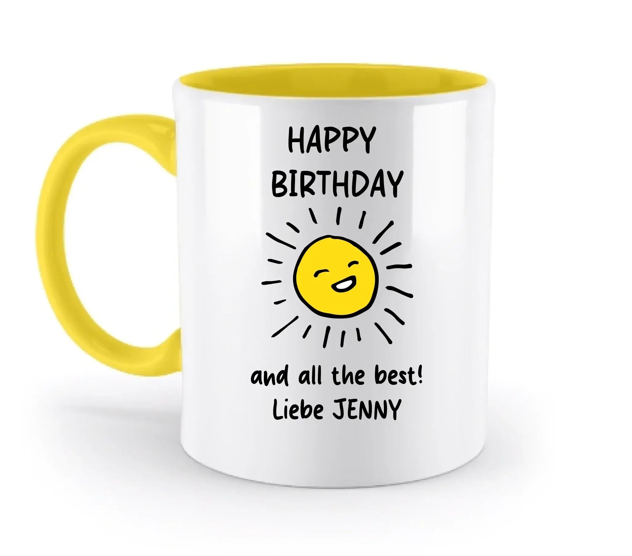 Gestalte ein Motiv: Wähle aus über 60 Vorlagen (personalisierbare Motive) - Zweifarbige Tasse / Yellow / 330ml