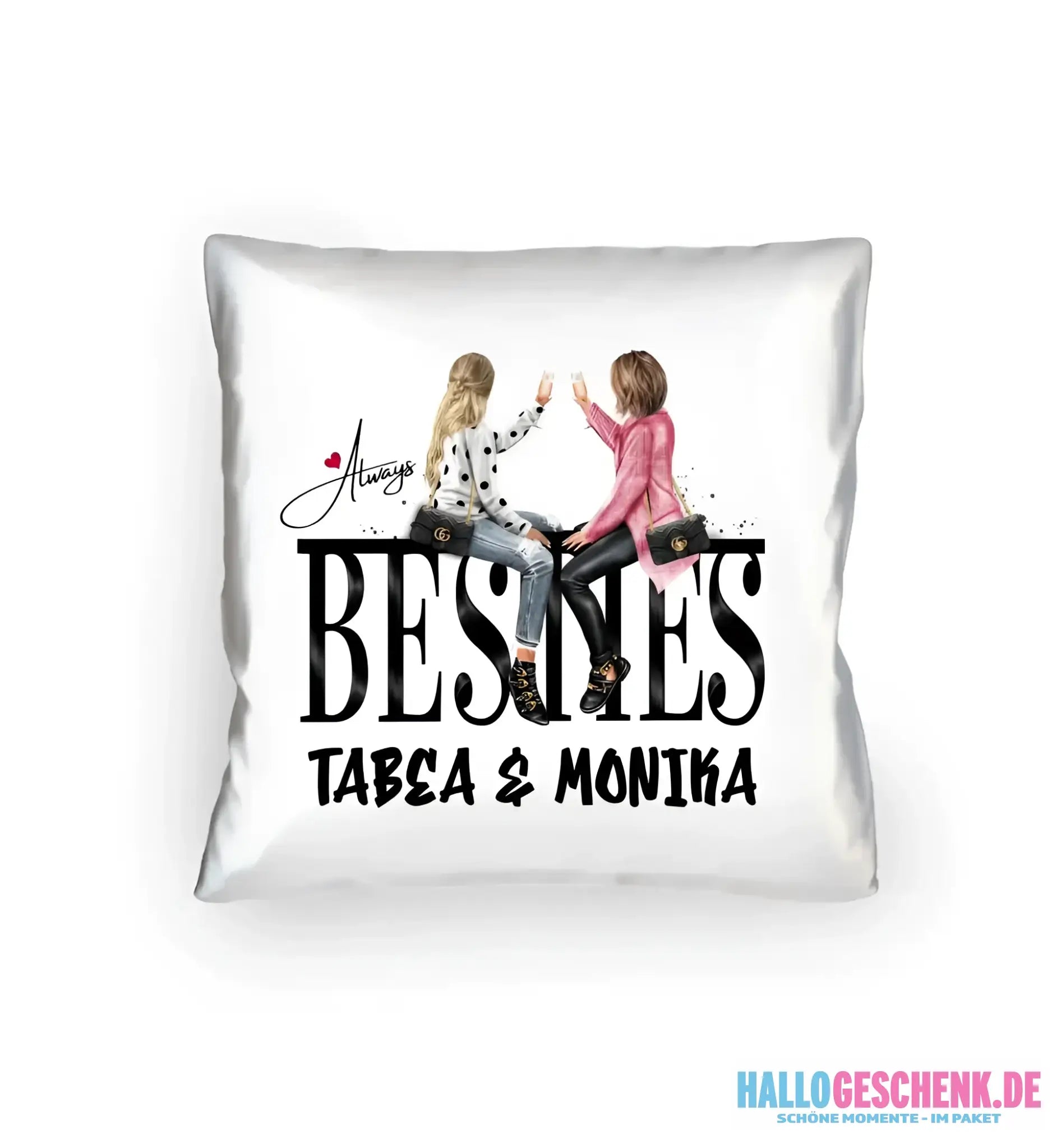 Girls on Text (Besties) • Kissen 40x40 cm • Exklusivdesign • personalisiert - Kissen 40x40 cm / White / 40cm-x-40cm