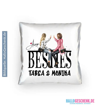 Girls on Text (Besties) • Kissen 40x40 cm • Exklusivdesign • personalisiert - Kissen 40x40 cm / White / 40cm-x-40cm