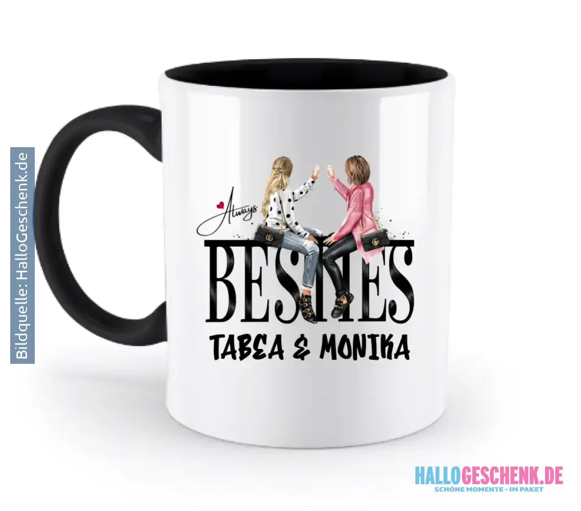 Girls on Text (Besties) • zweifarbige Tasse • Exklusivdesign • personalisiert - zweifarbige Tasse