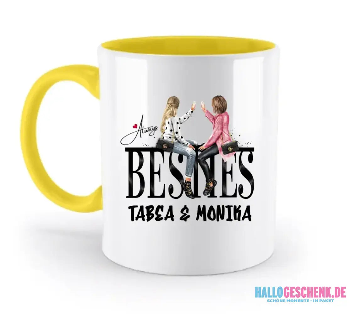 Girls on Text (Besties) • zweifarbige Tasse • Exklusivdesign • personalisiert - zweifarbige Tasse