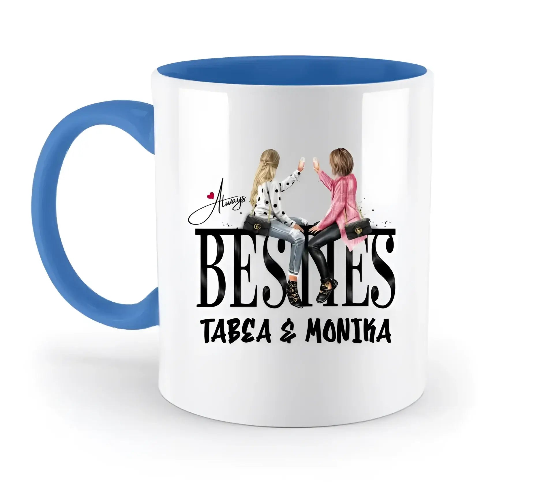 Girls on Text (Besties) • zweifarbige Tasse • Exklusivdesign • personalisiert - zweifarbige Tasse