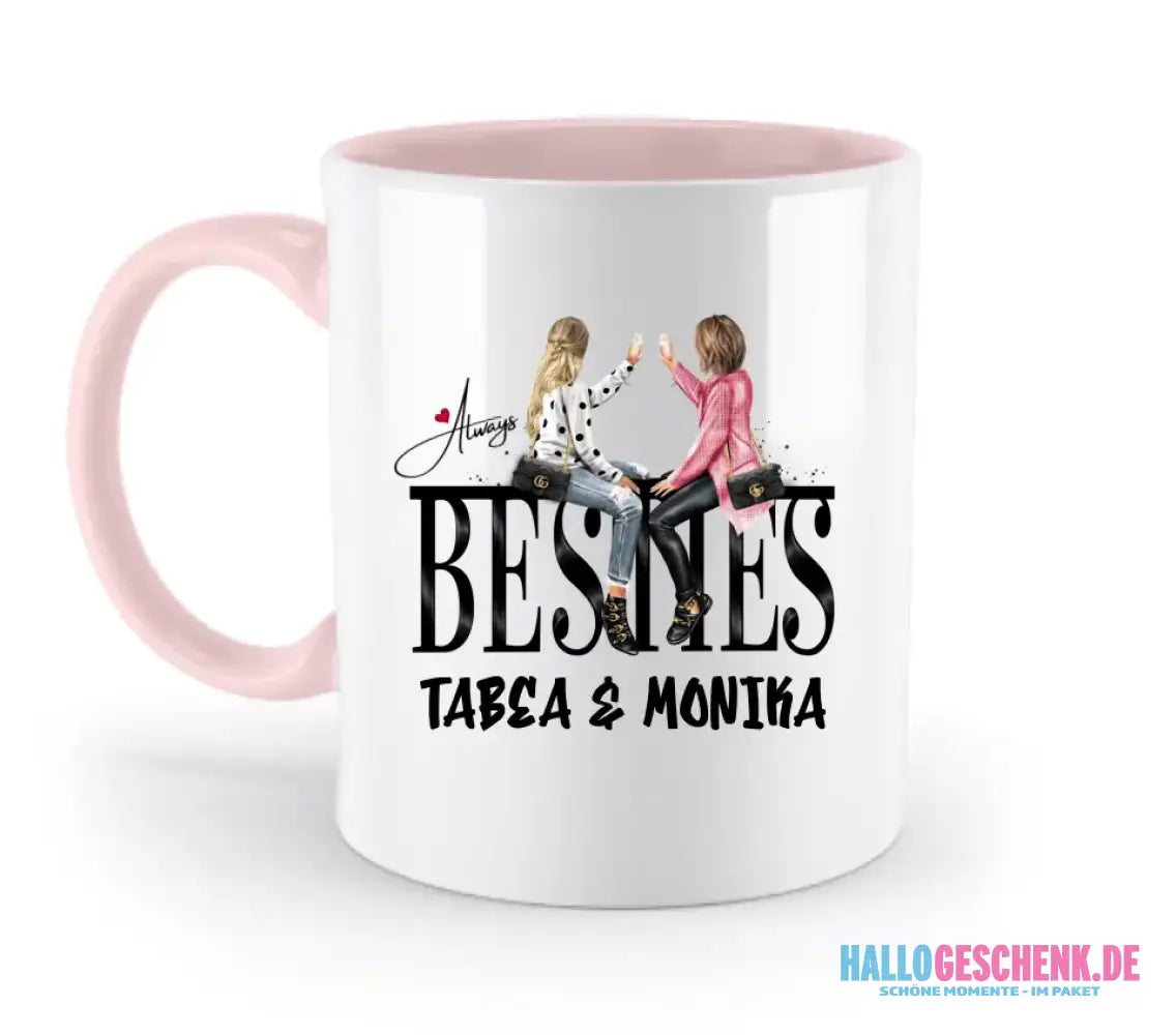Girls on Text (Besties) • zweifarbige Tasse • Exklusivdesign • personalisiert - zweifarbige Tasse