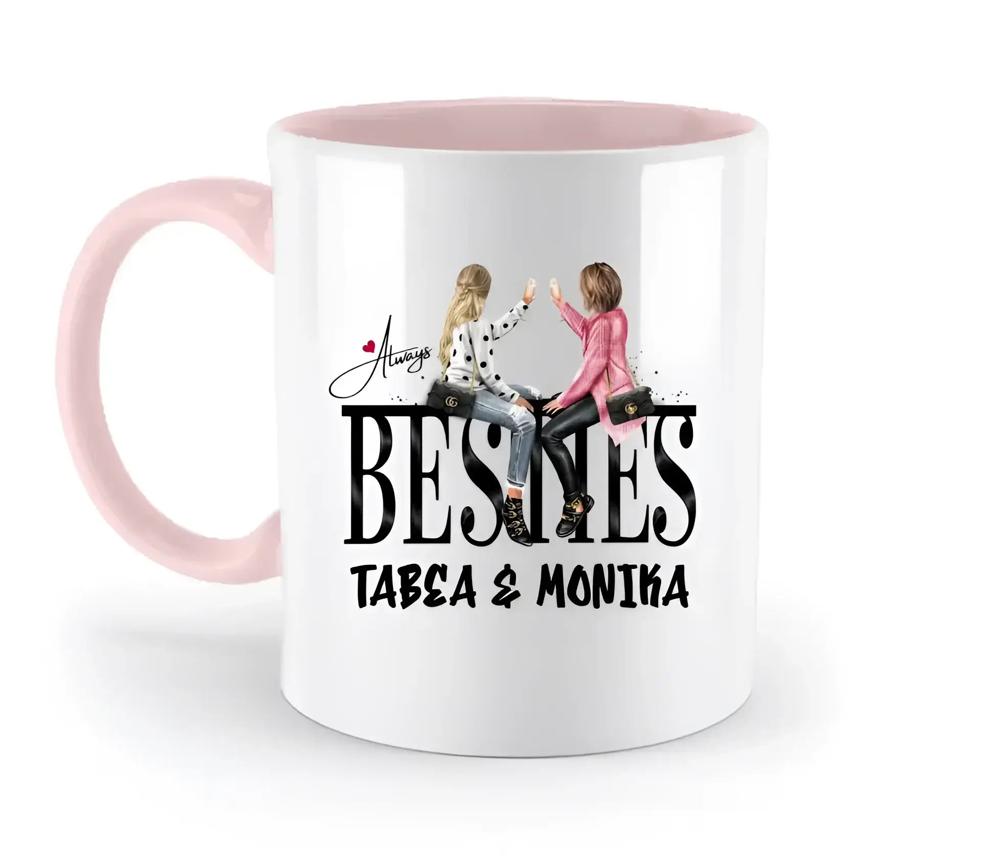 Girls on Text (Besties) • zweifarbige Tasse • Exklusivdesign • personalisiert - zweifarbige Tasse