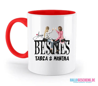 Girls on Text (Besties) • zweifarbige Tasse • Exklusivdesign • personalisiert - zweifarbige Tasse