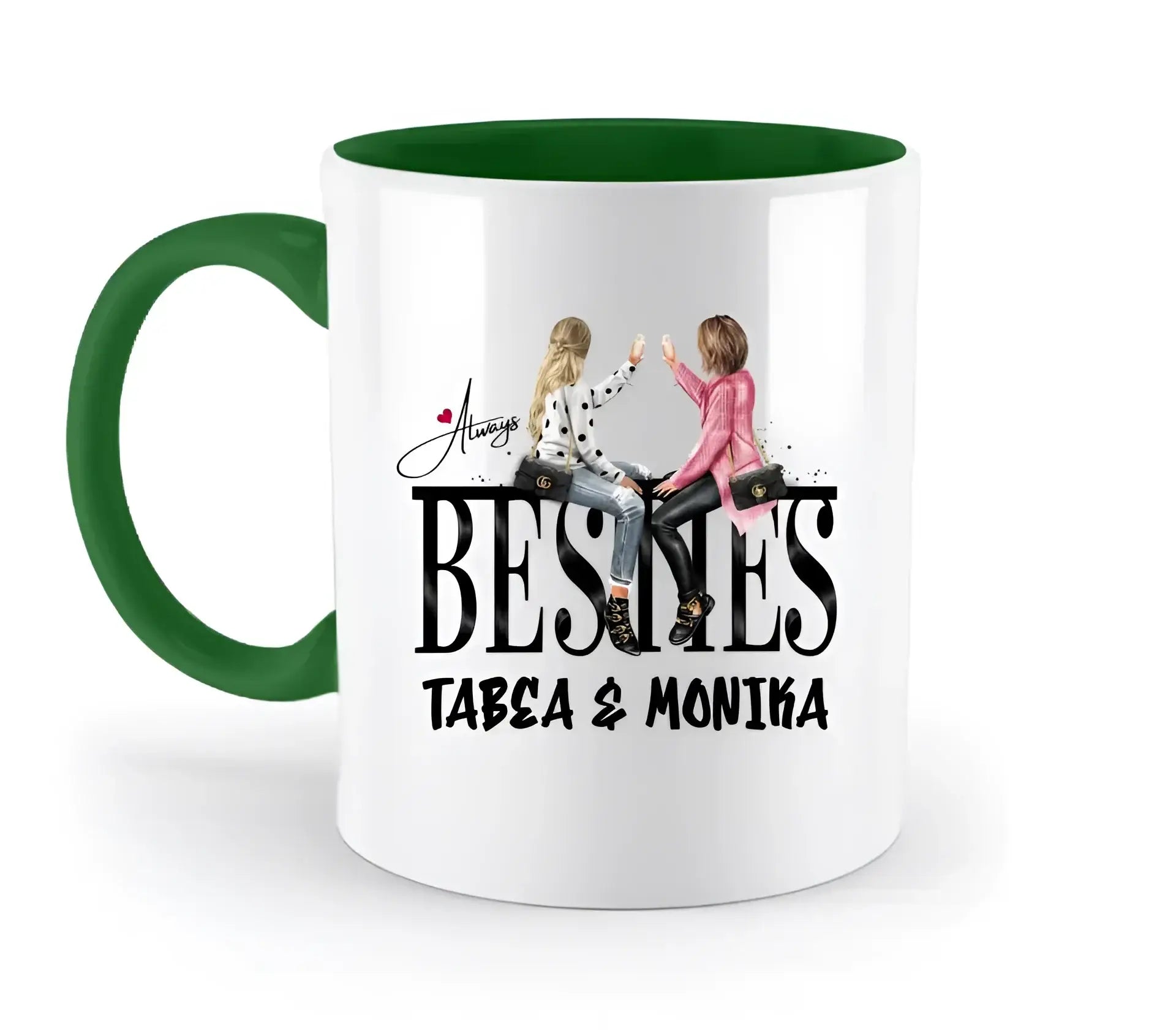 Girls on Text (Besties) • zweifarbige Tasse • Exklusivdesign • personalisiert - zweifarbige Tasse