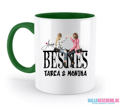 Girls on Text (Besties) • zweifarbige Tasse • Exklusivdesign • personalisiert - zweifarbige Tasse