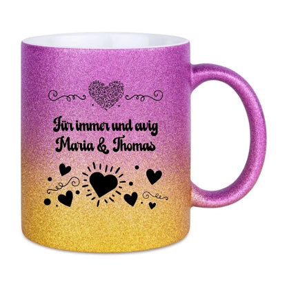 Glitzertassen in diversen Farben: Love 3 Design • Tasse • personalisiert