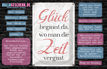 Glück & Zeit • Blechschild mit Motiv • 20x30 cm - HalloGeschenk.de