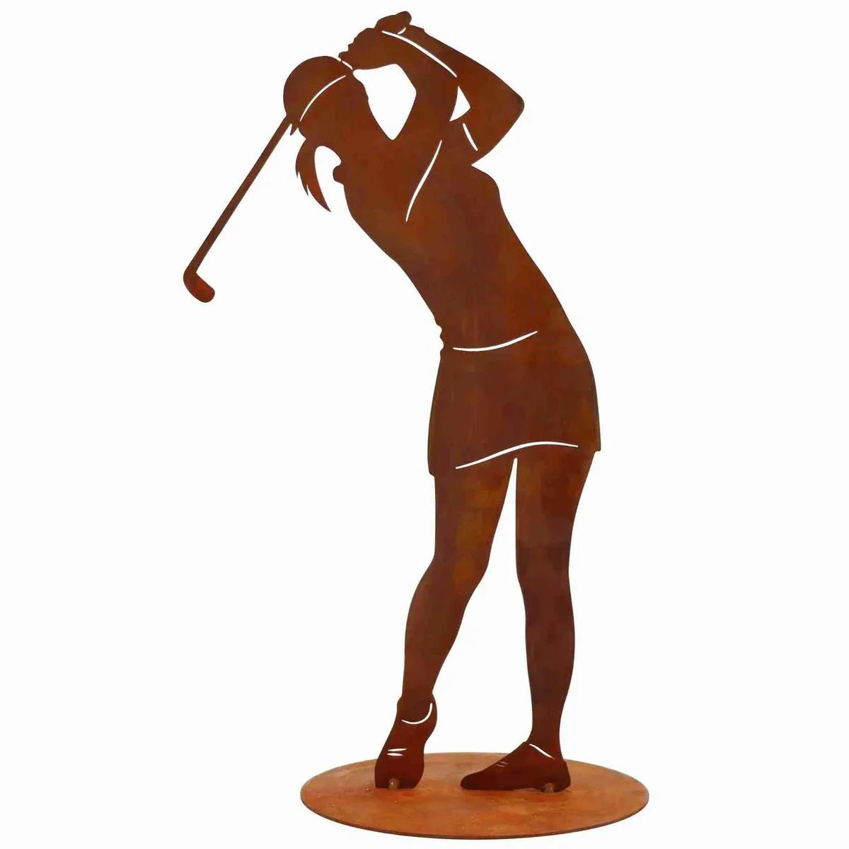 Golferin Figur, Golf Spielerin Rost | 40 cm von HalloGeschenk.de