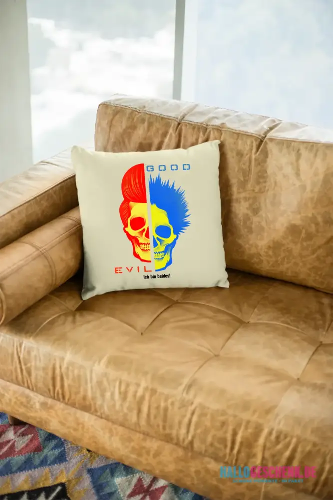 GOOD´N´EVIL - RED-BLUE • Kissen 40x40 cm • Exklusivdesign • personalisiert