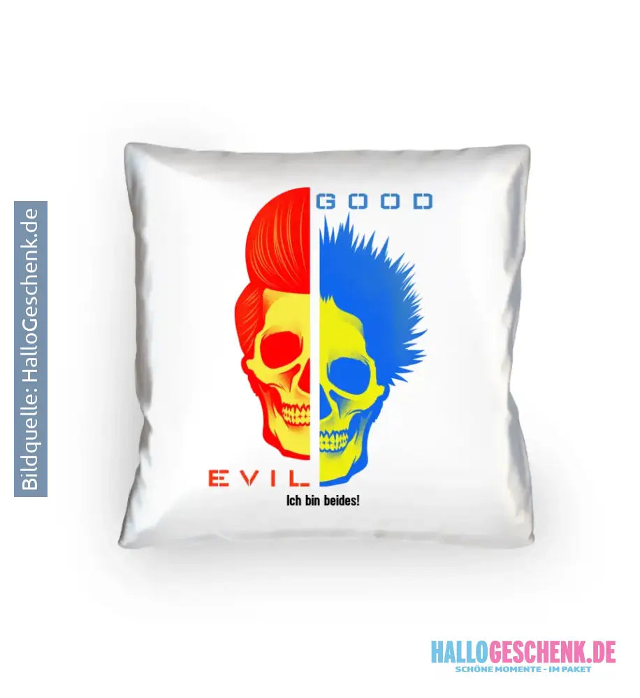 GOOD´N´EVIL - RED-BLUE • Kissen 40x40 cm • Exklusivdesign • personalisiert