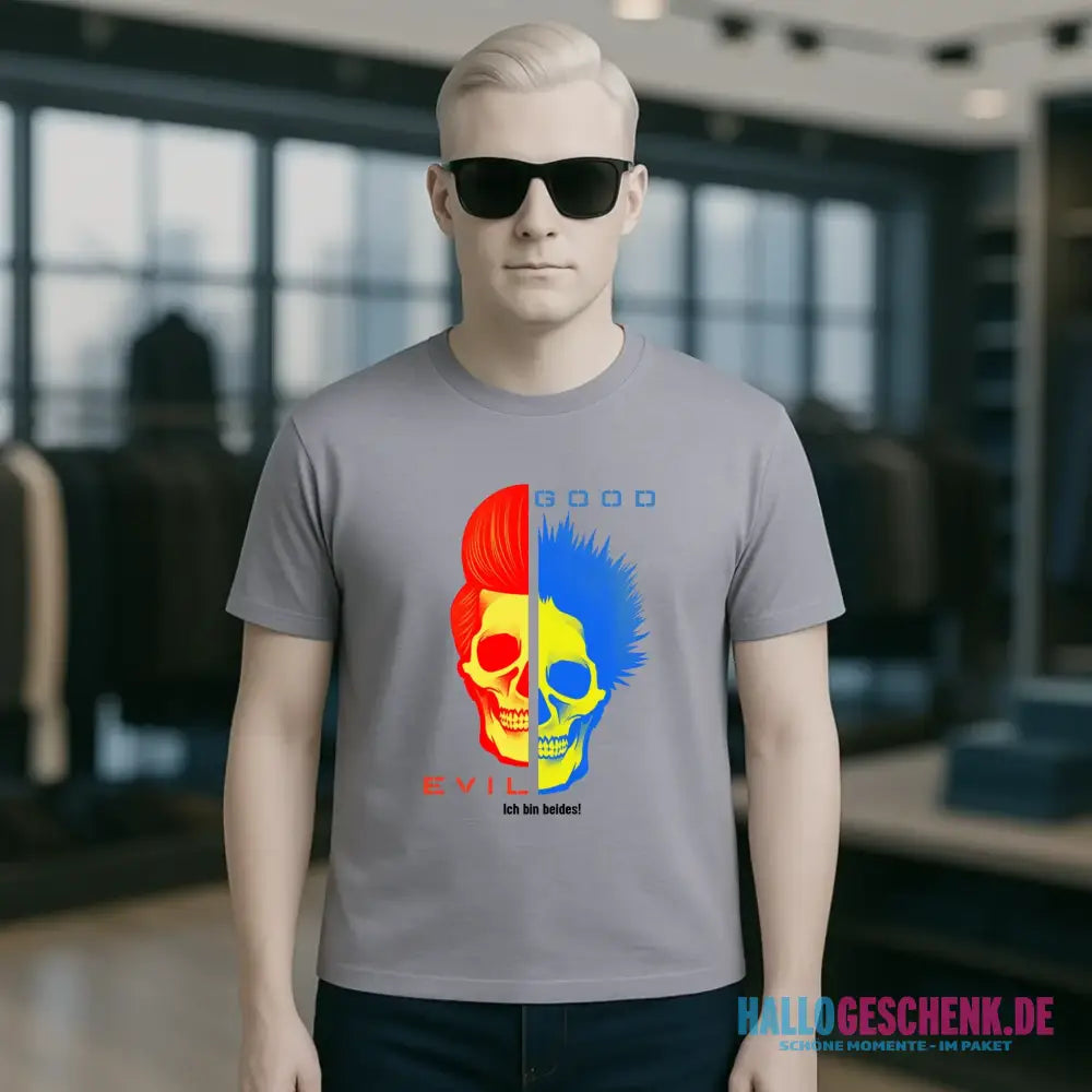 "GOOD´N´EVIL"-RED-BLUE - Organic Basic Shirt