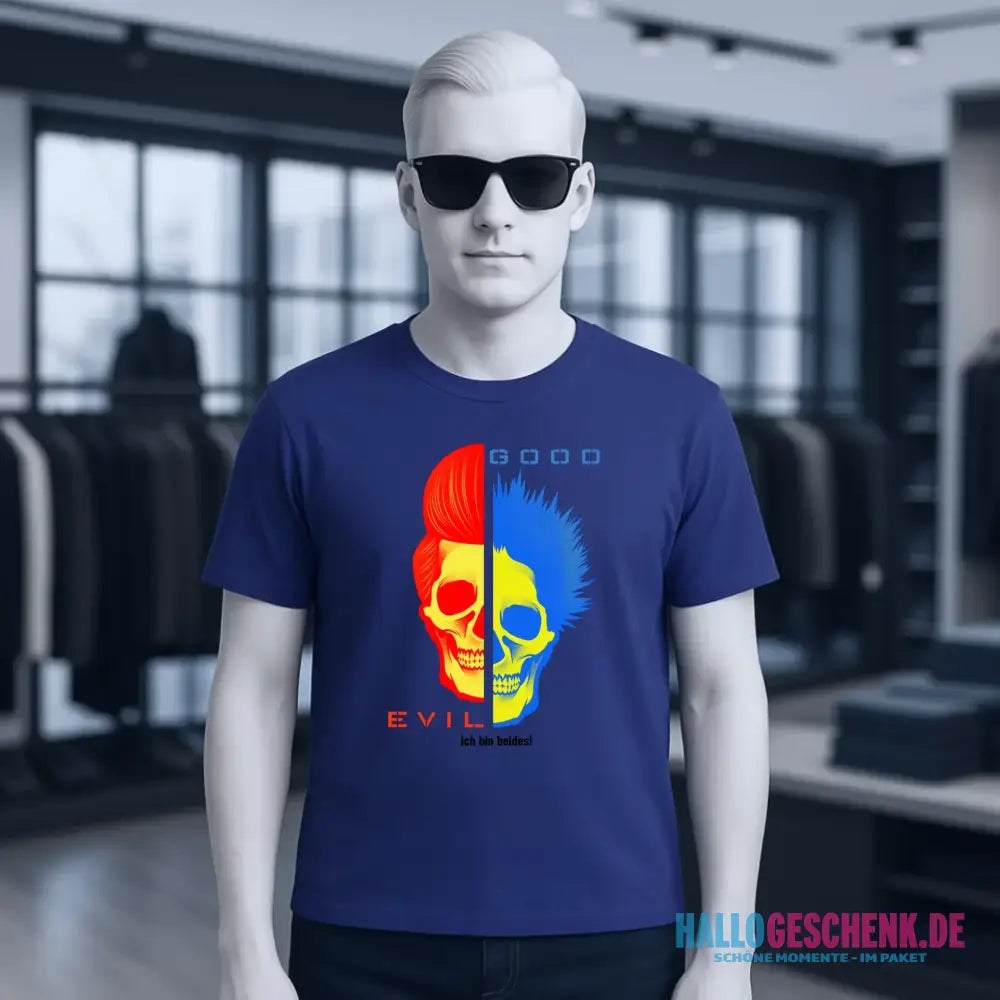 "GOOD´N´EVIL"-RED-BLUE - Organic Basic Shirt