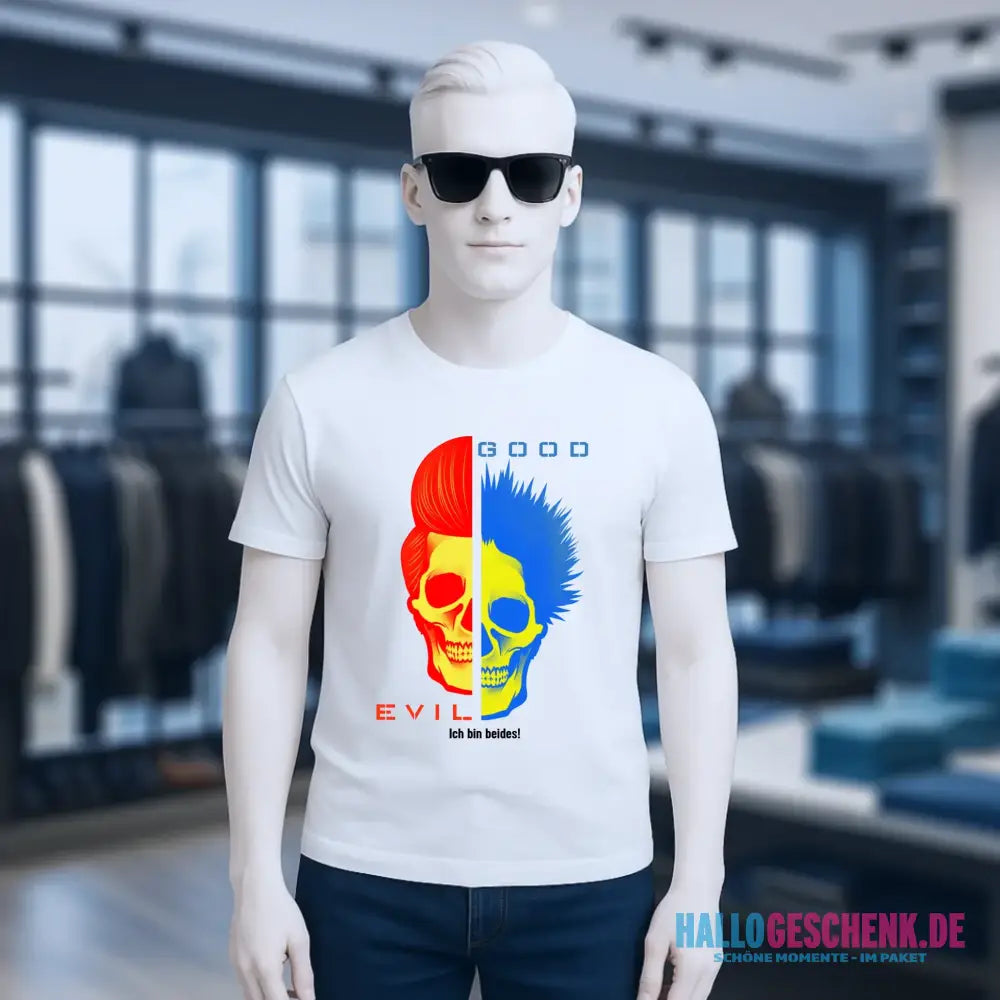 "GOOD´N´EVIL"-RED-BLUE - Organic Basic Shirt