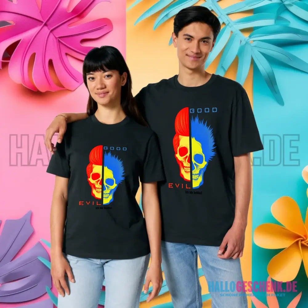 "GOOD´N´EVIL"-RED-BLUE - Organic Basic Shirt