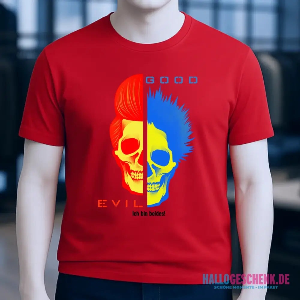 "GOOD´N´EVIL"-RED-BLUE - Organic Basic Shirt