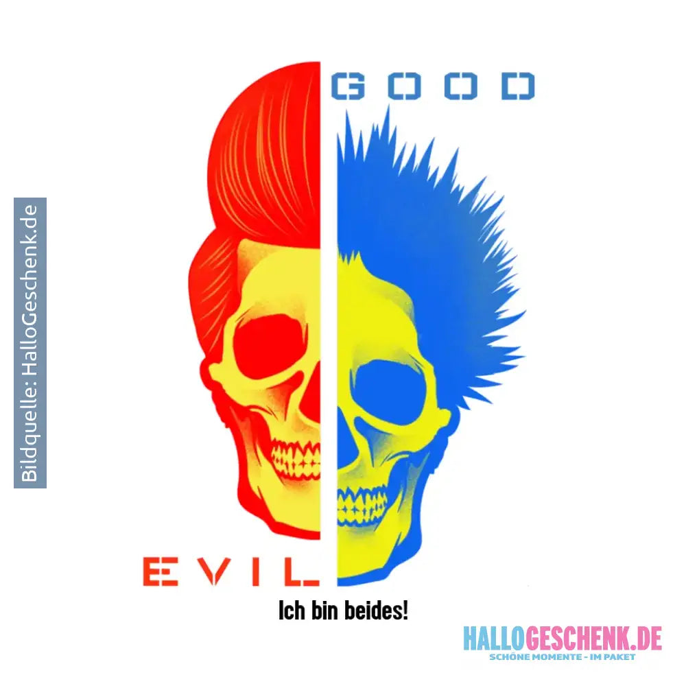 GOOD´N´EVIL - RED-BLUE • STICKER 20x20 cm (Aufkleber) - White / OneSize / ausgestanzter Sticker 20x20 cm (Aufkleber)