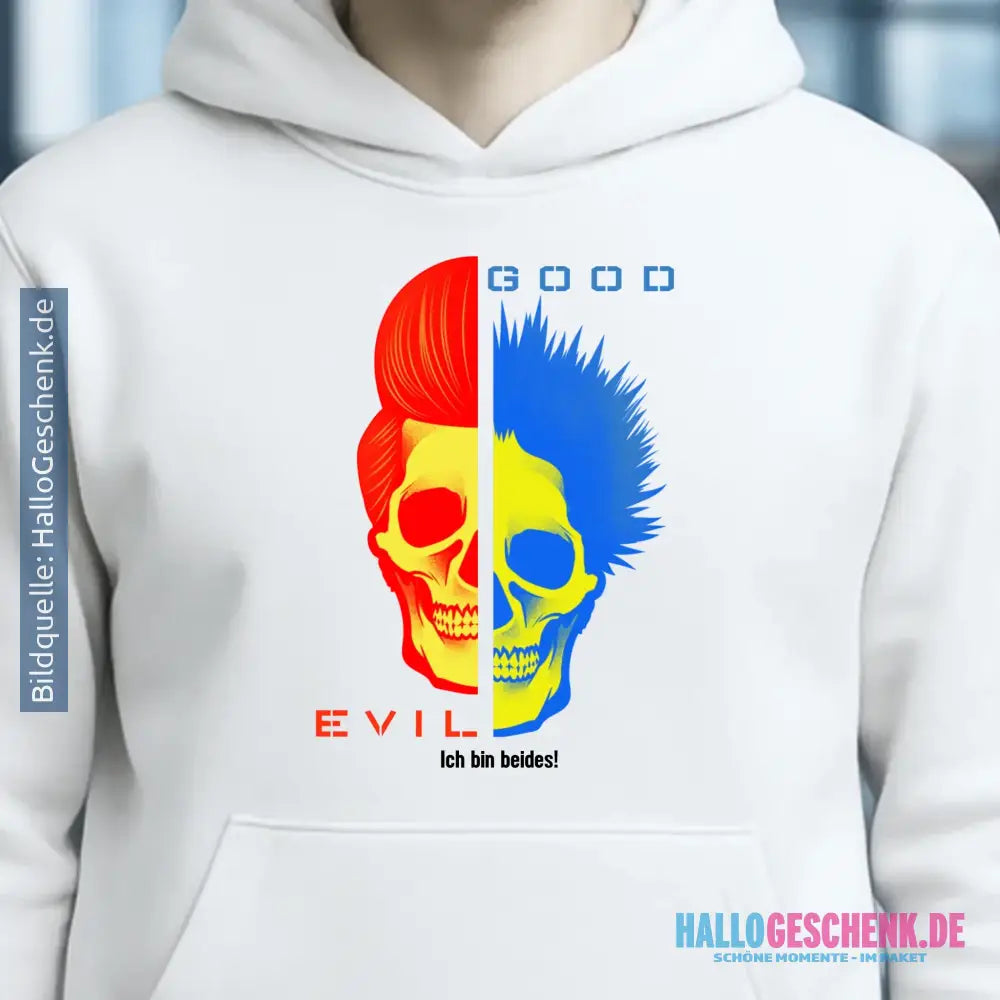GOOD´N´EVIL - RED-BLUE • Unisex Premium Hoodie XS-5XL aus Bio-Baumwolle für Damen & Herren • Exklusivdesign • personalisiert