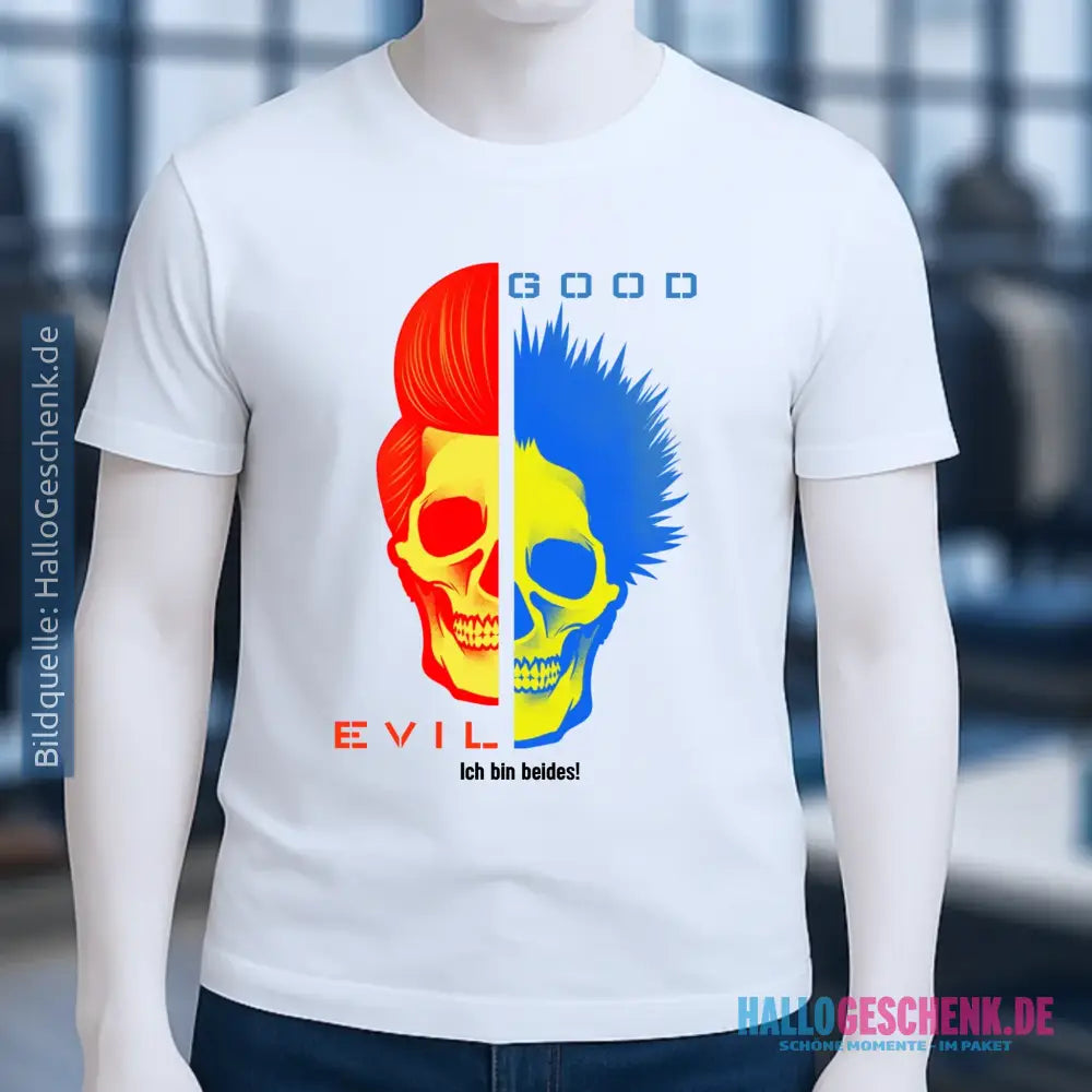 GOOD´N´EVIL - RED-BLUE • Unisex Premium T-Shirt XS-5XL aus Bio-Baumwolle für Damen & Herren • Exklusivdesign • personalisiert
