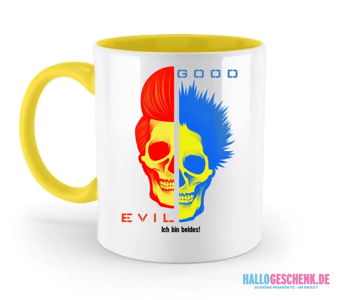 GOOD´N´EVIL - RED-BLUE • zweifarbige Tasse • Exklusivdesign • personalisiert