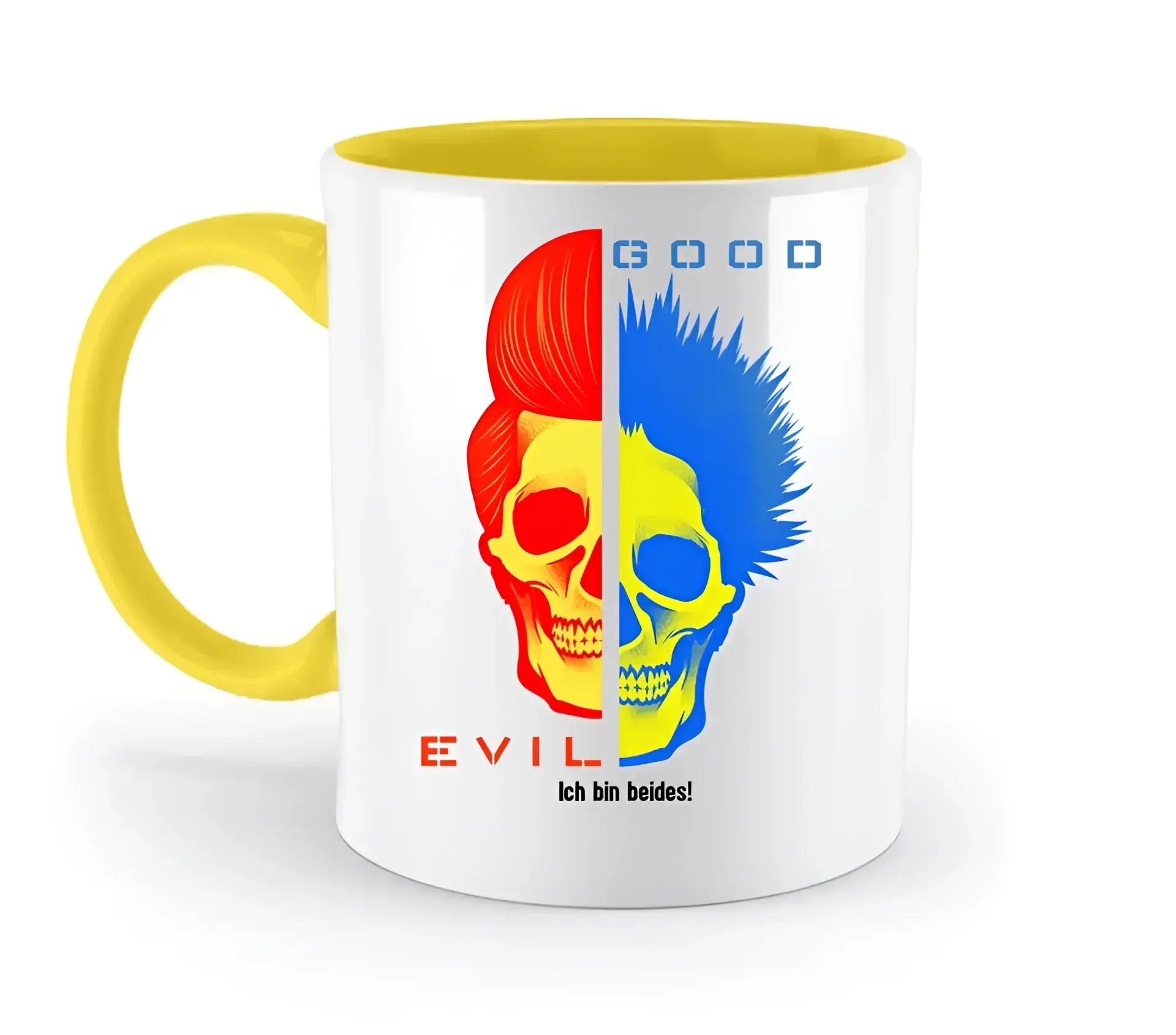 GOOD´N´EVIL - RED-BLUE • zweifarbige Tasse • Exklusivdesign • personalisiert