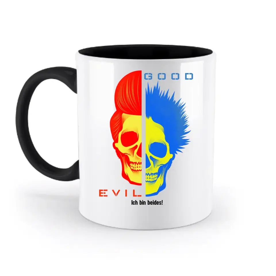 GOOD´N´EVIL - RED-BLUE • zweifarbige Tasse • Exklusivdesign • personalisiert