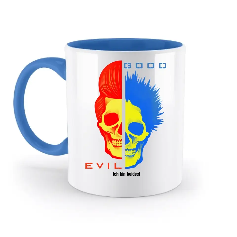 GOOD´N´EVIL - RED-BLUE • zweifarbige Tasse • Exklusivdesign • personalisiert