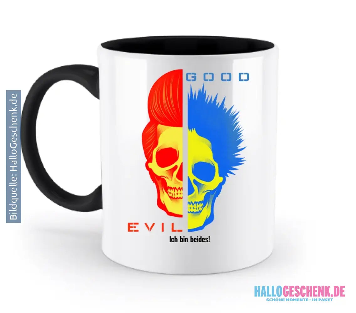 GOOD´N´EVIL - RED-BLUE • zweifarbige Tasse • Exklusivdesign • personalisiert