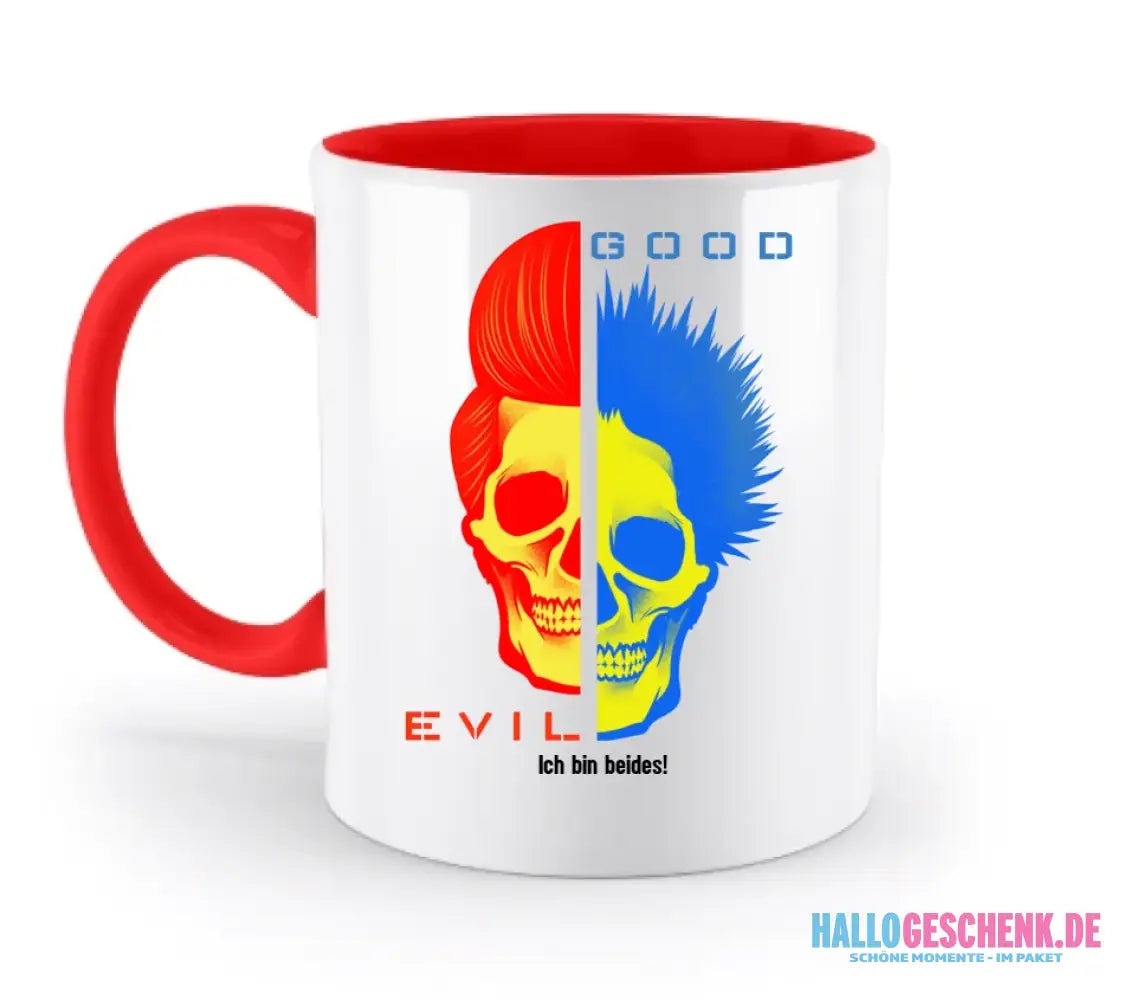 GOOD´N´EVIL - RED-BLUE • zweifarbige Tasse • Exklusivdesign • personalisiert