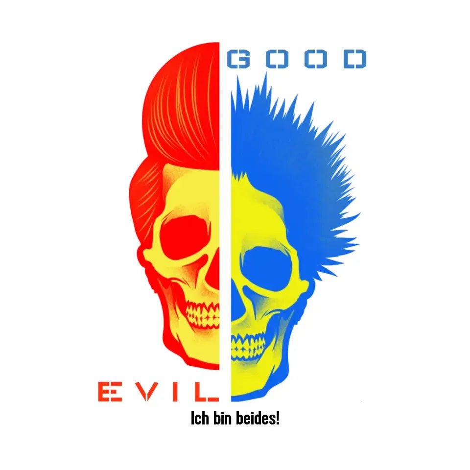 GOOD´N´EVIL - RED - BLUE • STICKER 20x20 cm (Aufkleber) von HalloGeschenk.de