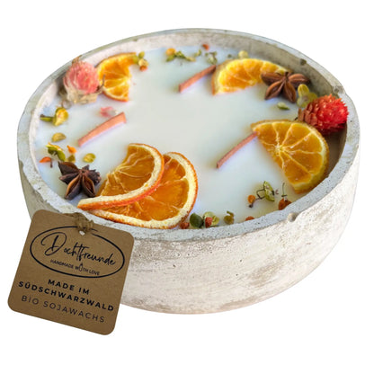 Große Outdoor Citronella-Betonkerze „Big Grey - Mugge Schreck“ – Mit drei Holdochten - Handgemachter Insektenschutz