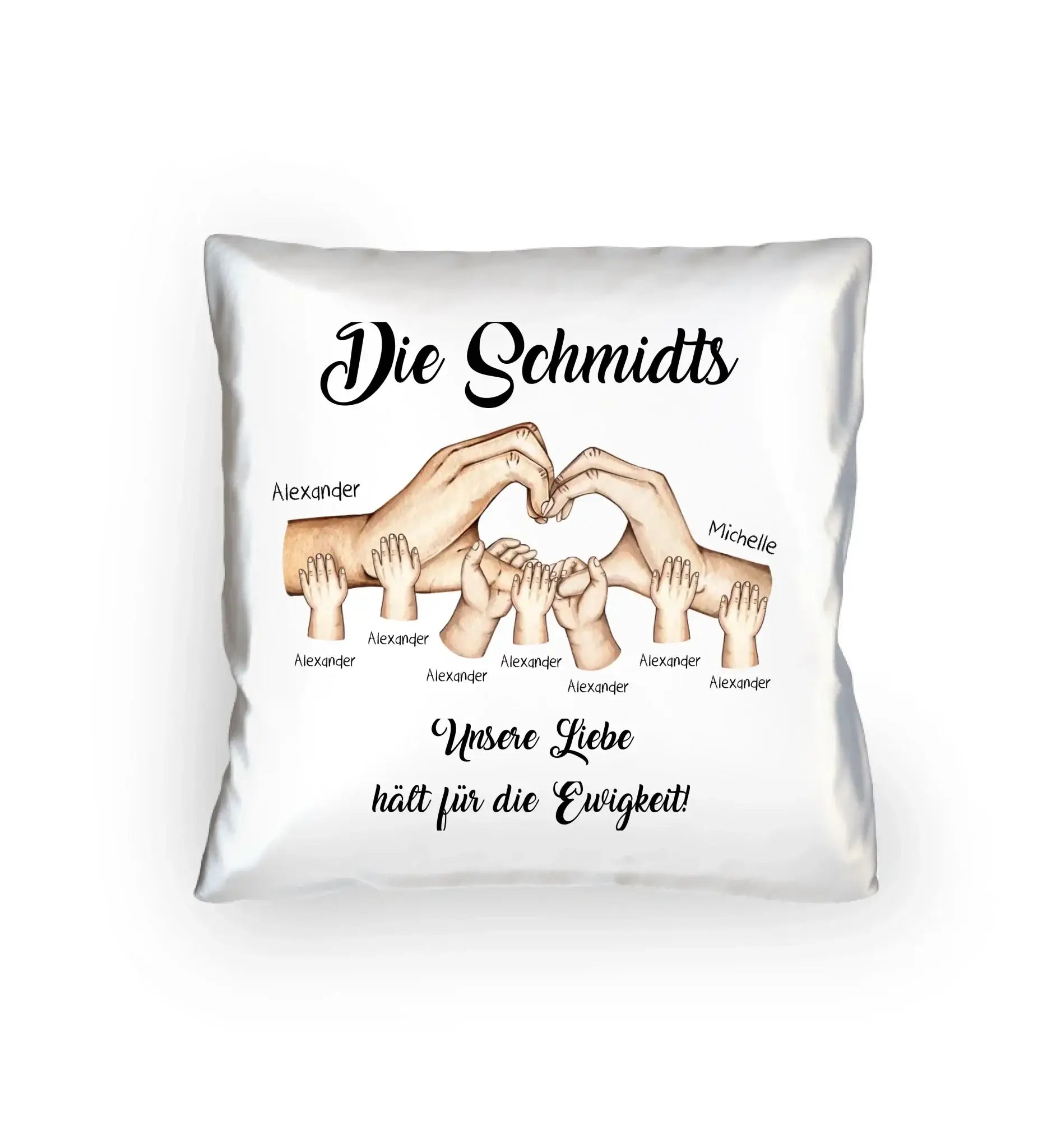 HÄNDE-Motiv mit 0-7 Kinder (personalisierbare Figuren) - Kissen 40x40 cm / White / 40cm-x-40cm - personalisierbare