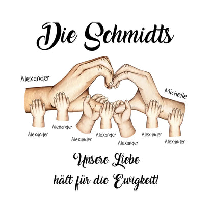 HÄNDE-Motiv mit 0-7 Kinder (personalisierbare Figuren) - Sticker 20x20 cm (ausgestanzt) / White / OneSize