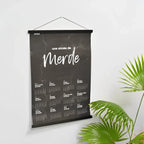 Hängender magnetrahmen 51 cm mit schwarzem marmor-textur wandkalender und weißer französischer schrift