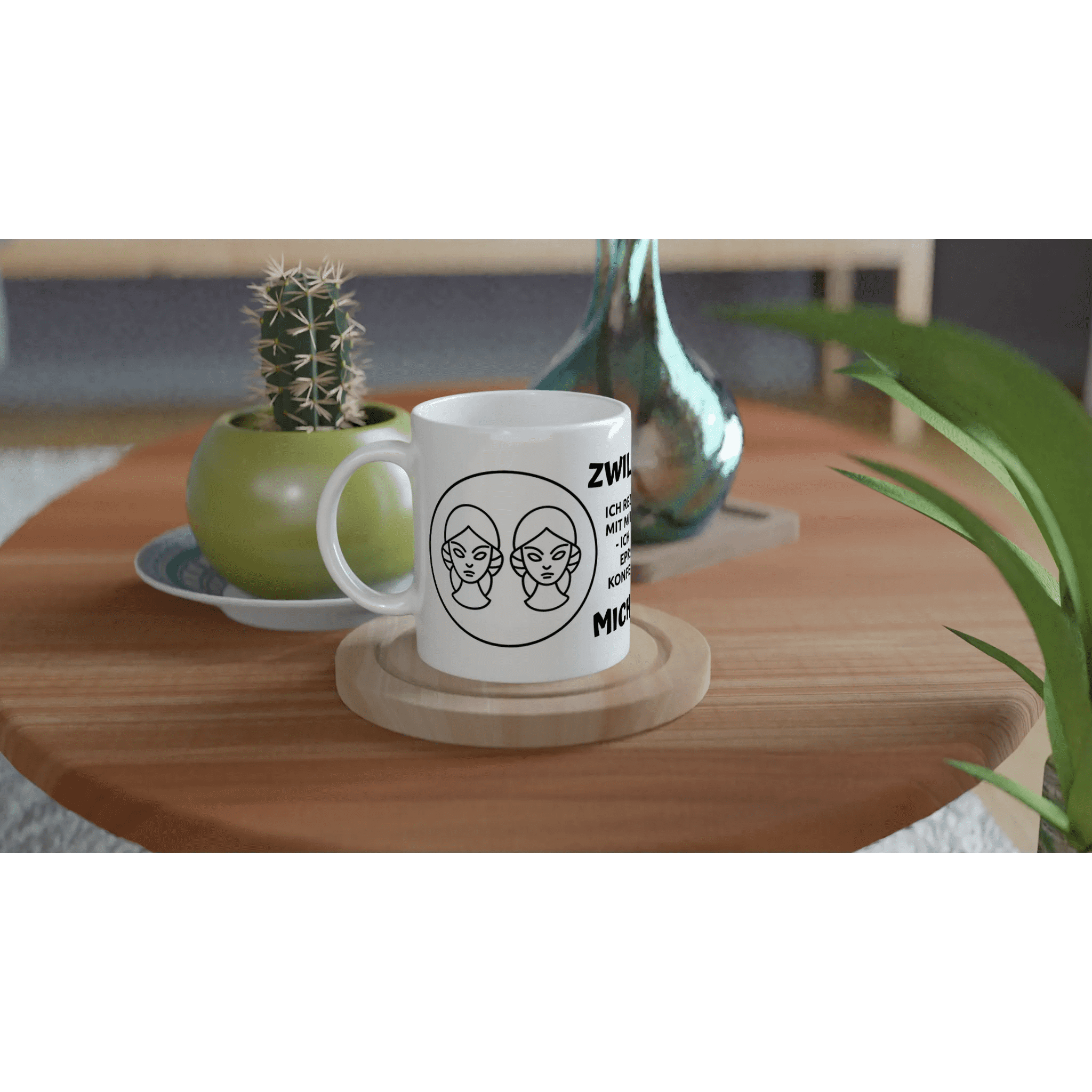 Mit 3D-Vorschau: 12 Sternzeichen mit Name + personalisierten Sprüchen • zweifarbige Tasse