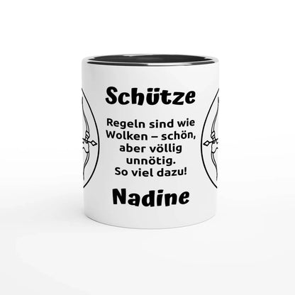 Mit 3D-Vorschau: 12 Sternzeichen mit Name + personalisierten Sprüchen • zweifarbige Tasse