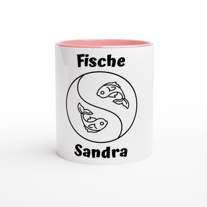 Mit 3D-Vorschau: 12 Sternzeichen mittig mit Name + personalisierten Sprüchen • zweifarbige Tasse