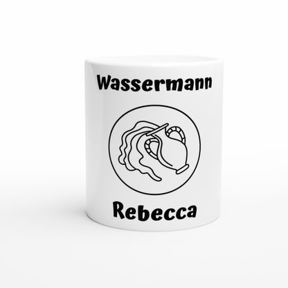 Mit 3D-Vorschau: 12 Sternzeichen mittig mit Name + personalisierten Sprüchen • zweifarbige Tasse