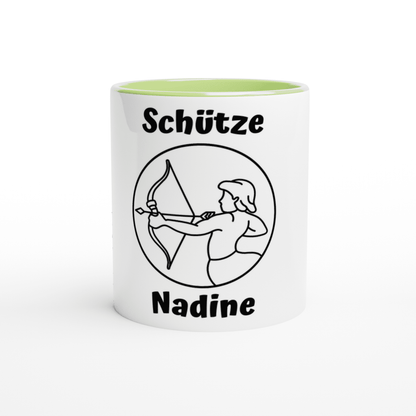 Mit 3D-Vorschau: 12 Sternzeichen mittig mit Name + personalisierten Sprüchen • zweifarbige Tasse