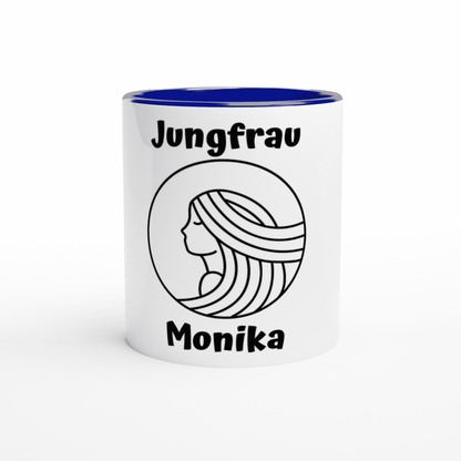 Mit 3D-Vorschau: 12 Sternzeichen mittig mit Name + personalisierten Sprüchen • zweifarbige Tasse